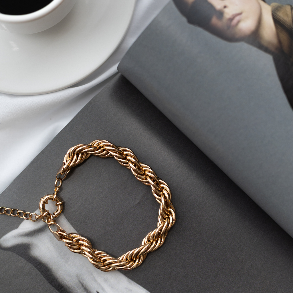 Pulseira Alma Corrente Trançada - Banho de Ouro