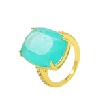 Anel com Pedra Fusion Verde e Zircônias