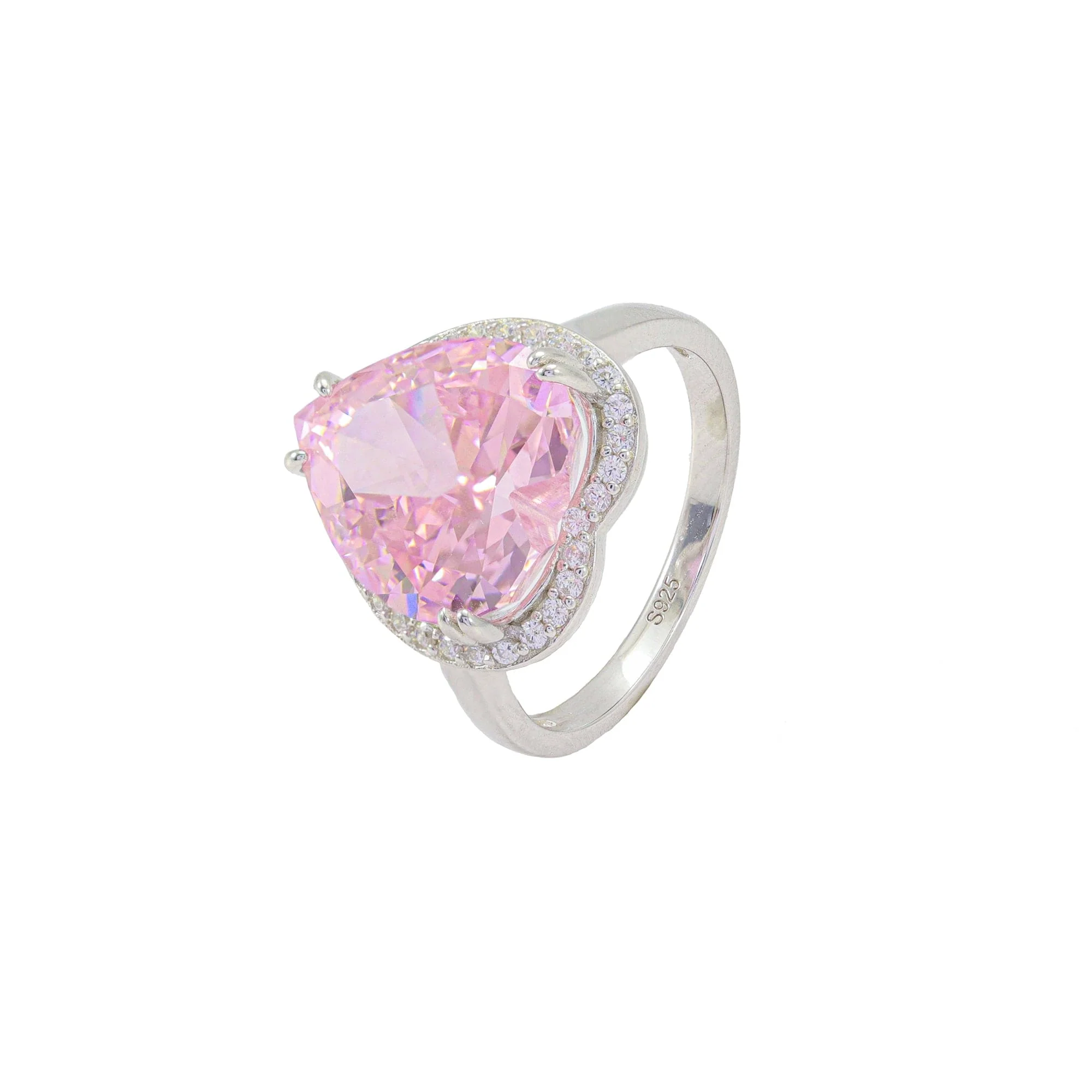 Anel de Prata 925 com Diamante Carbono Rosa