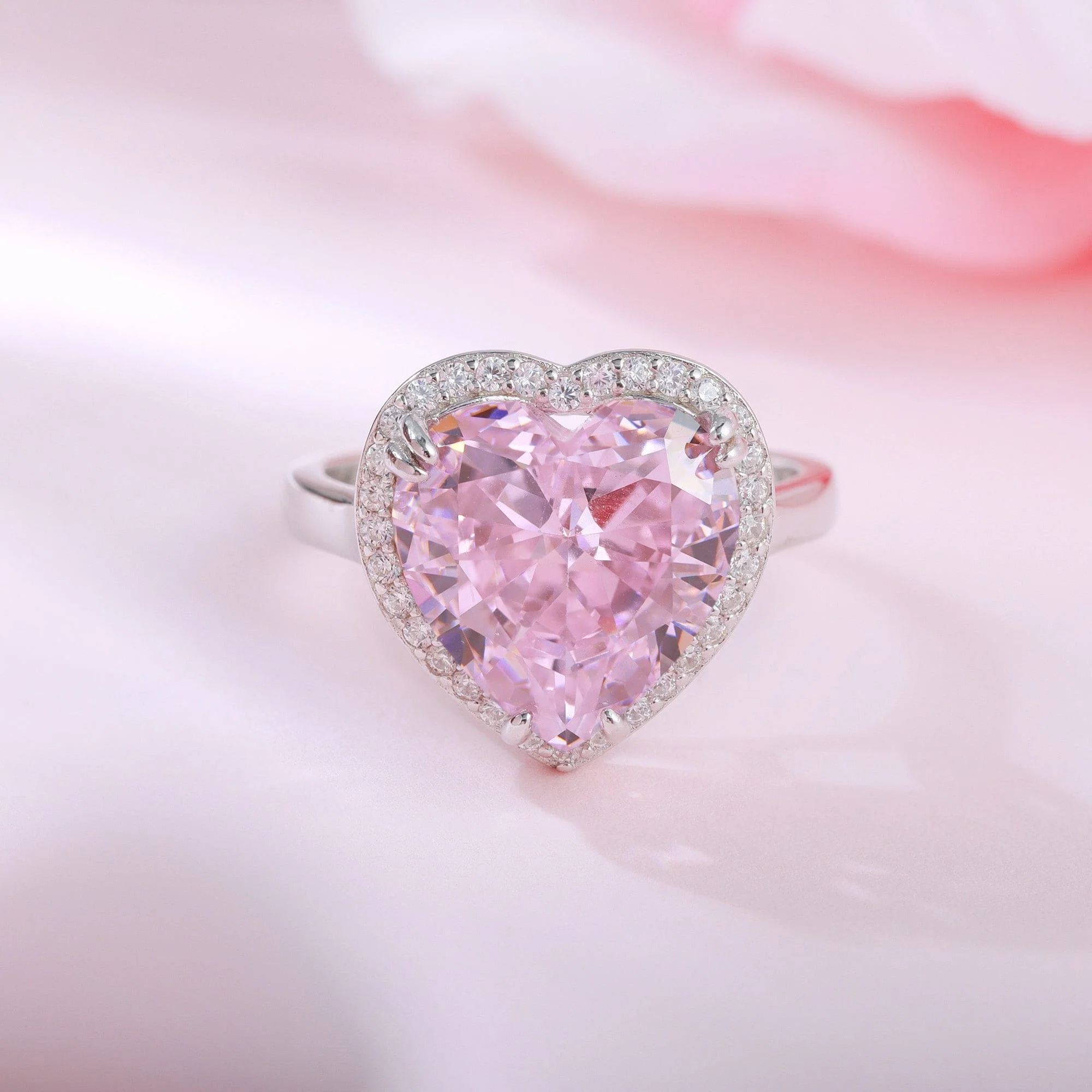 Anel de Prata 925 com Diamante Carbono Rosa