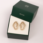 Brincos Argola Orgânica Cravejada com Micro Zircônias