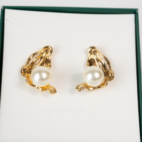 Brinco com Pérola e Zircônias