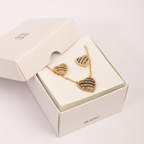 Conjunto Colar e Brincos Coração Texturizado com Micro Zircônias