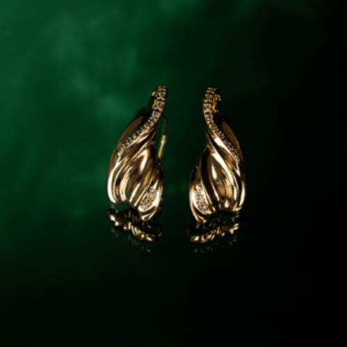 Brinco Orgânico com Micro Zircônias Cravejadas