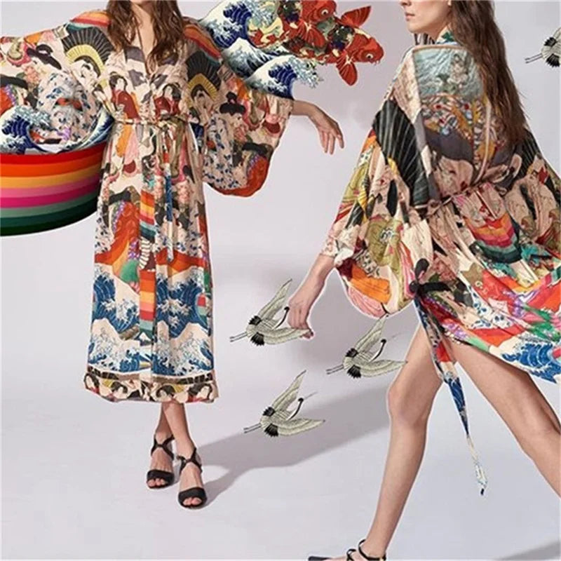 Quimono Longo Com Estampas