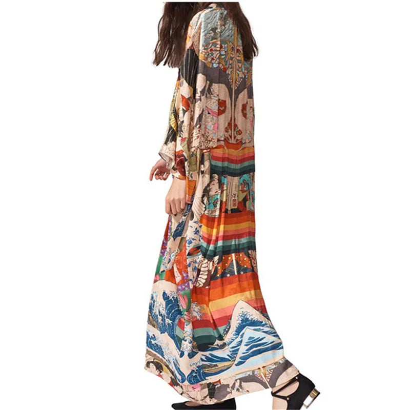 Quimono Longo Com Estampas