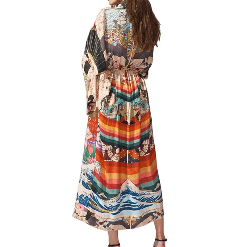Quimono Longo Com Estampas