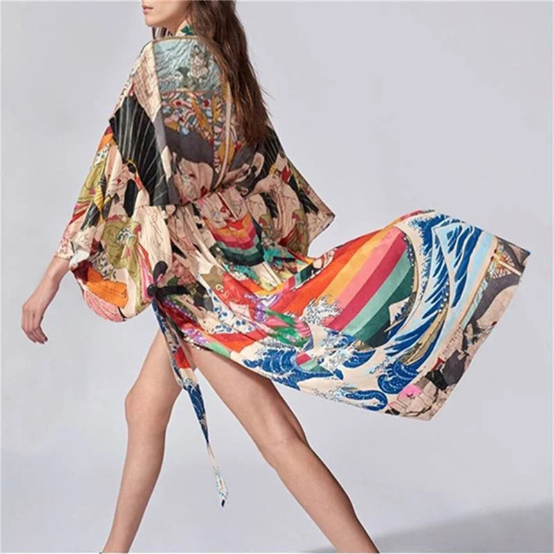 Quimono Longo Com Estampas