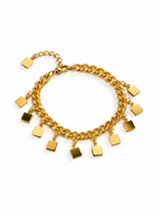Pulseira Dourada com Pingentes Quadrados