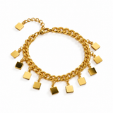 Pulseira Dourada com Pingentes Quadrados
