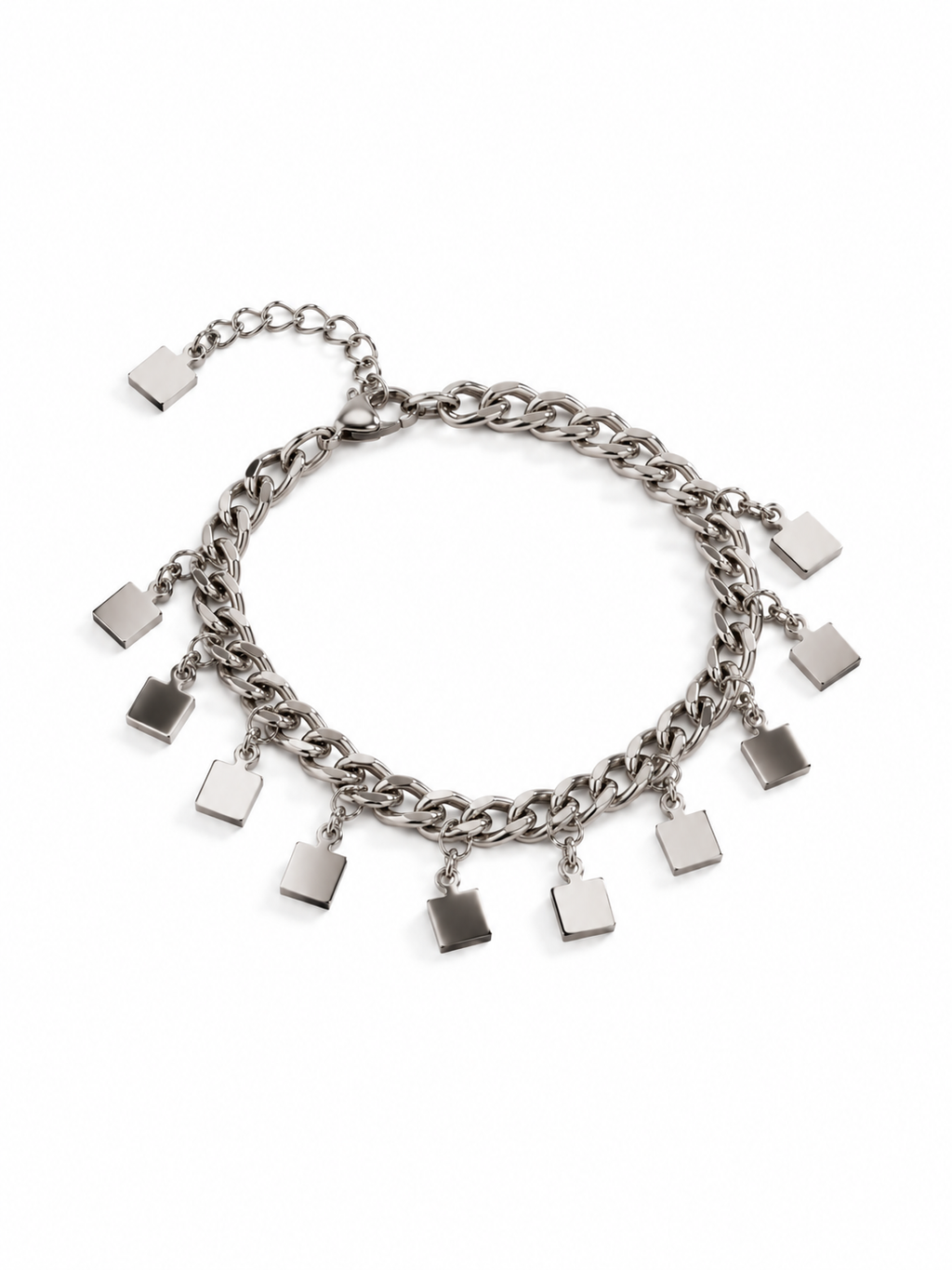 Pulseira Dourada com Pingentes Quadrados