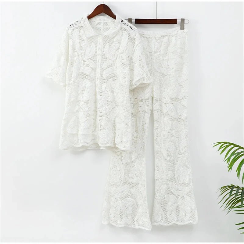 Conjunto De Camisa Com Calça E Camisa De Renda