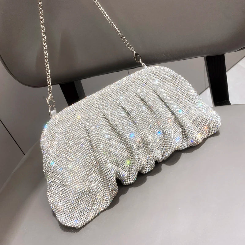 Bolsa Para Festa Com Brilhos e  Alça  Em Corrente Alongada
