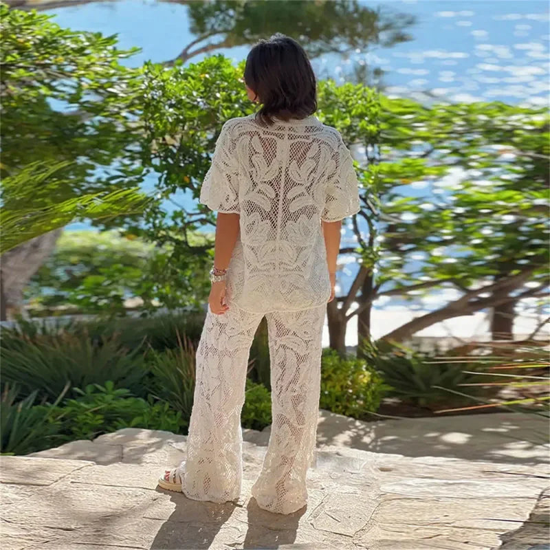 Conjunto De Camisa Com Calça E Camisa De Renda