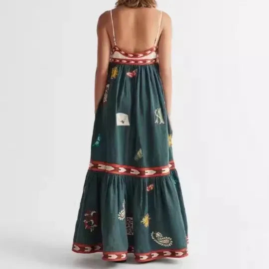 Vestido Bordado Com Alça Para o Verão