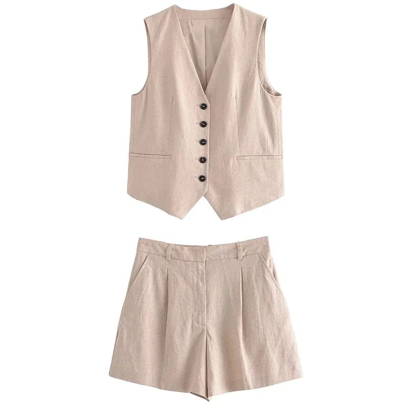 Conjunto De Colete Com Bermuda Para o Verão