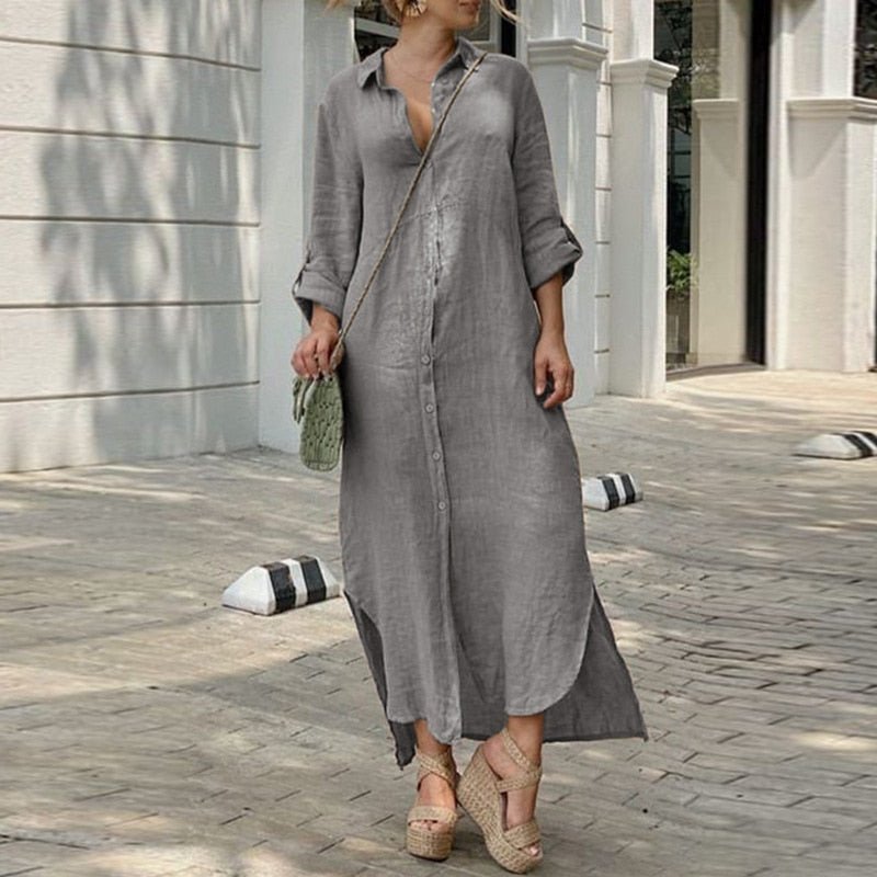 Vestido Longo De Linho