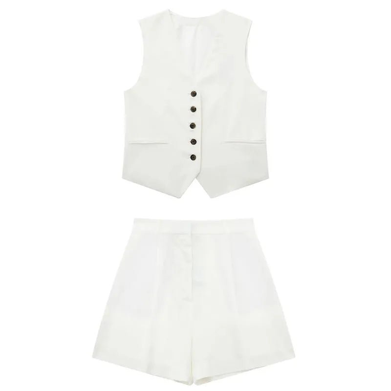 Conjunto De Colete Com Bermuda Para o Verão