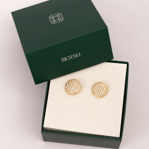 Brincos Redondos Grandes Cravejados com Micro Zircônias