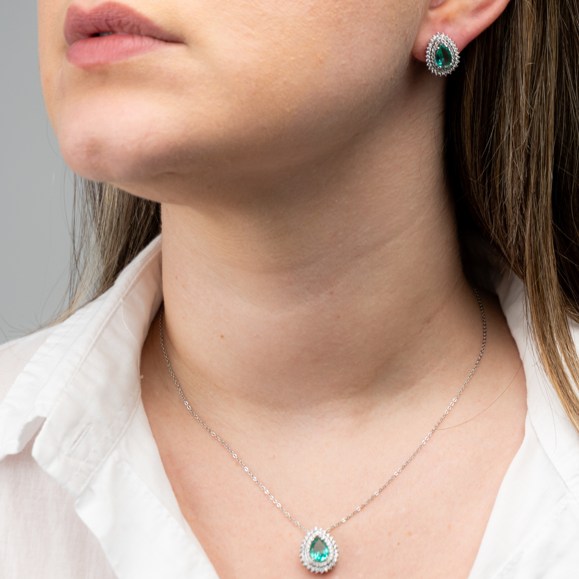 Conjunto Gota Turmalina Cravejada Dupla