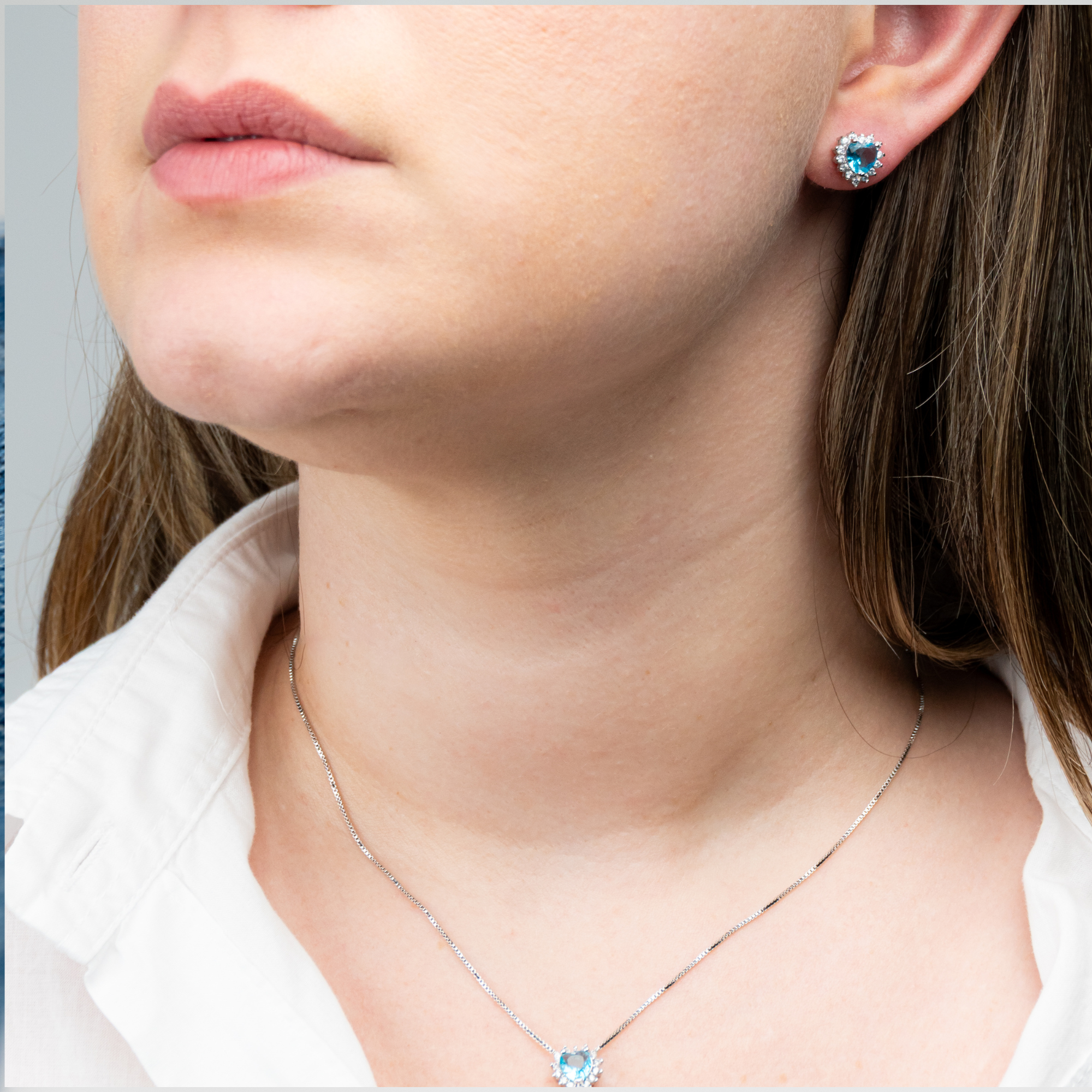 Conjunto Coração com Auréola em Corrente Veneziana