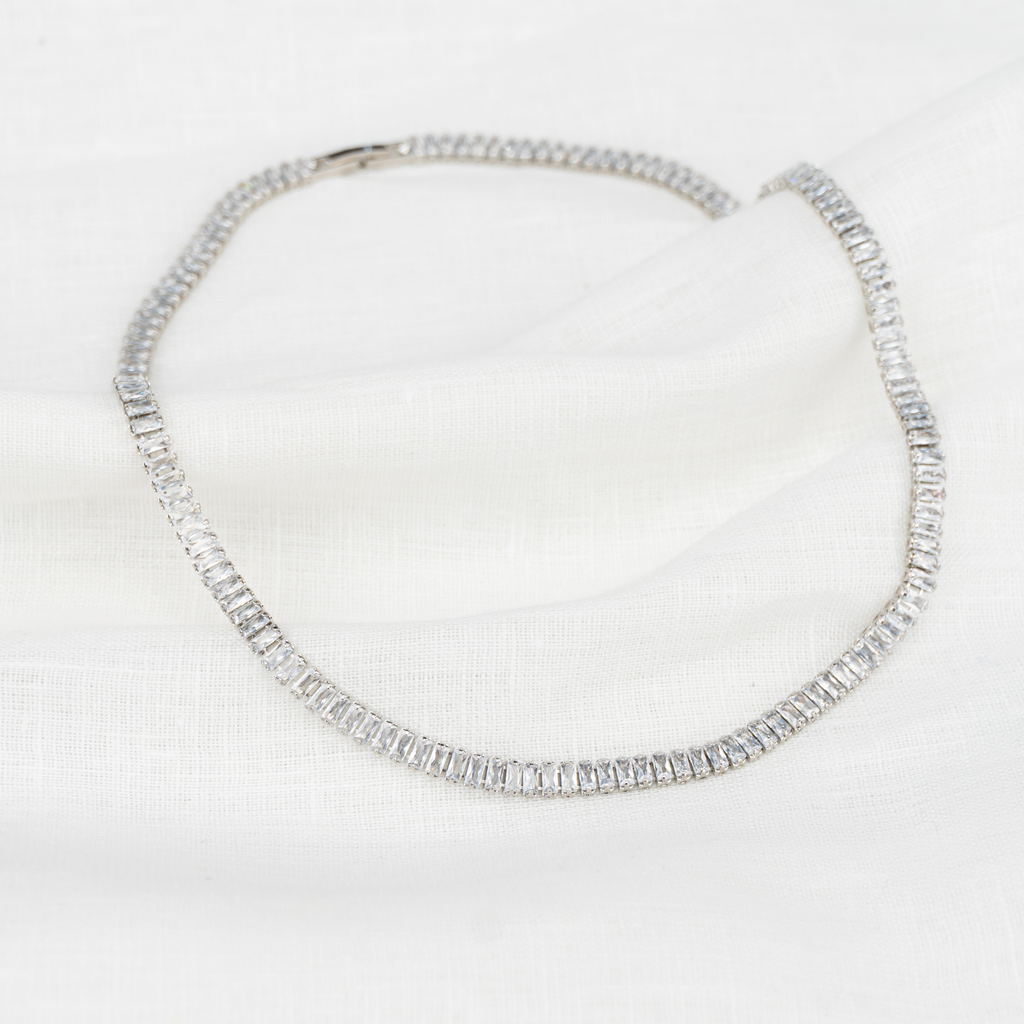 Colar Riviera em Vidro Lapidado Cristal 42cm x 4mm