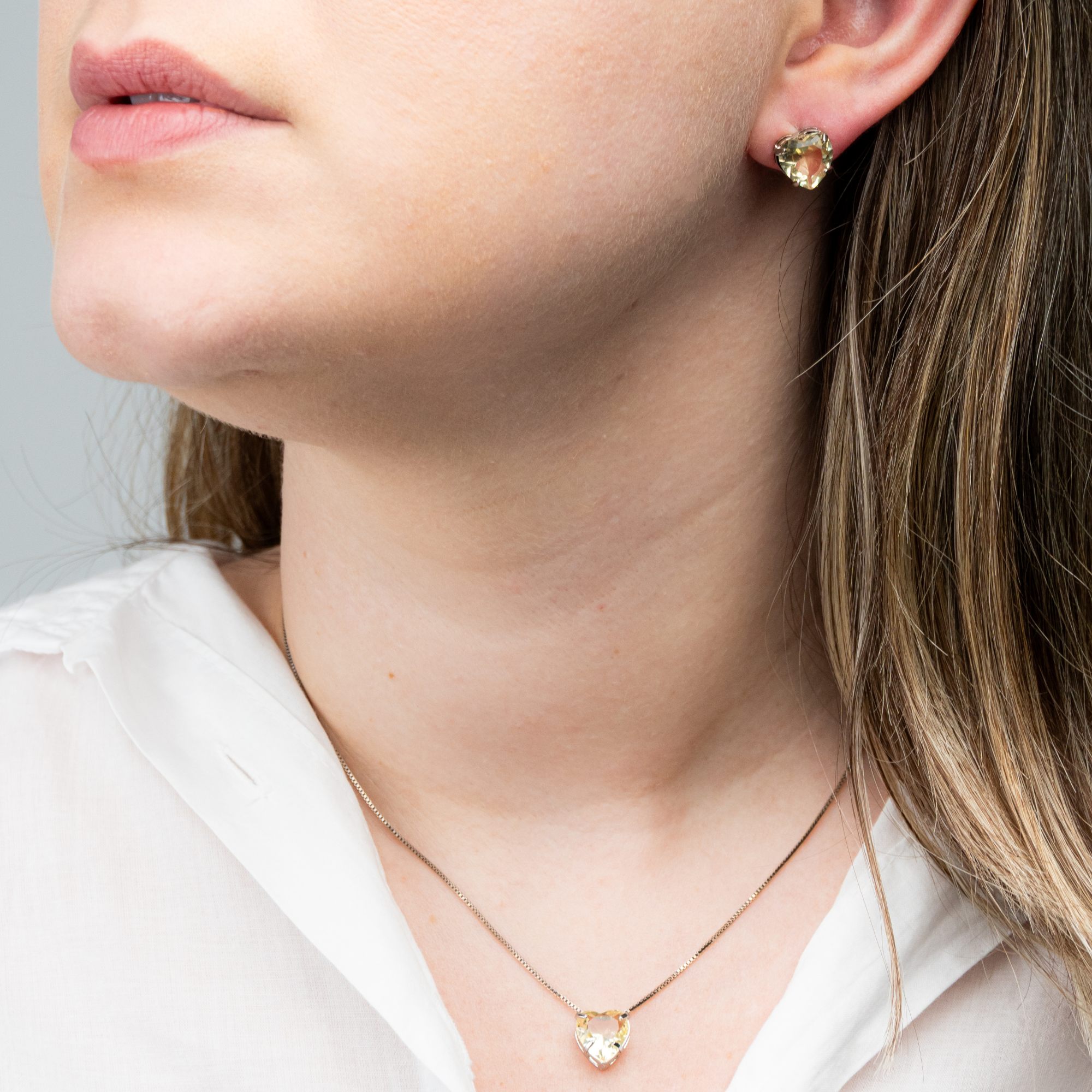 Conjunto Coração Amarelo Brilhante